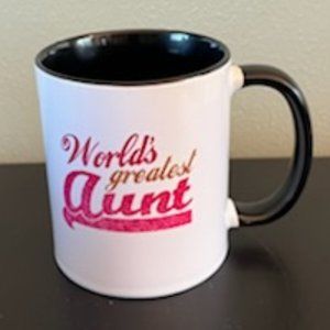World’s Greatest Aunt Ceramic Mug ~ Great Gift  Pink Black White